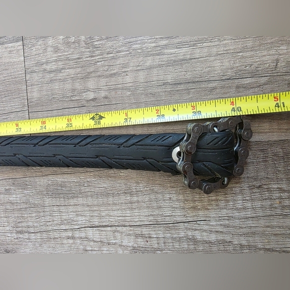 Boho Upcycled Bike Tire Belt Artist Black Rubber Grunge Punk Goth Bikercore - Picture 6 of 8